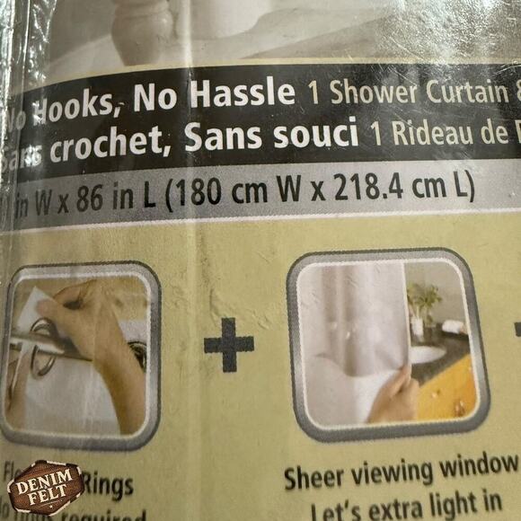 Hookless White Waffle 3-in-1 Fabric Shower Curtain w/ Liner 71”x86” – NEW! - Picture 6 of 10